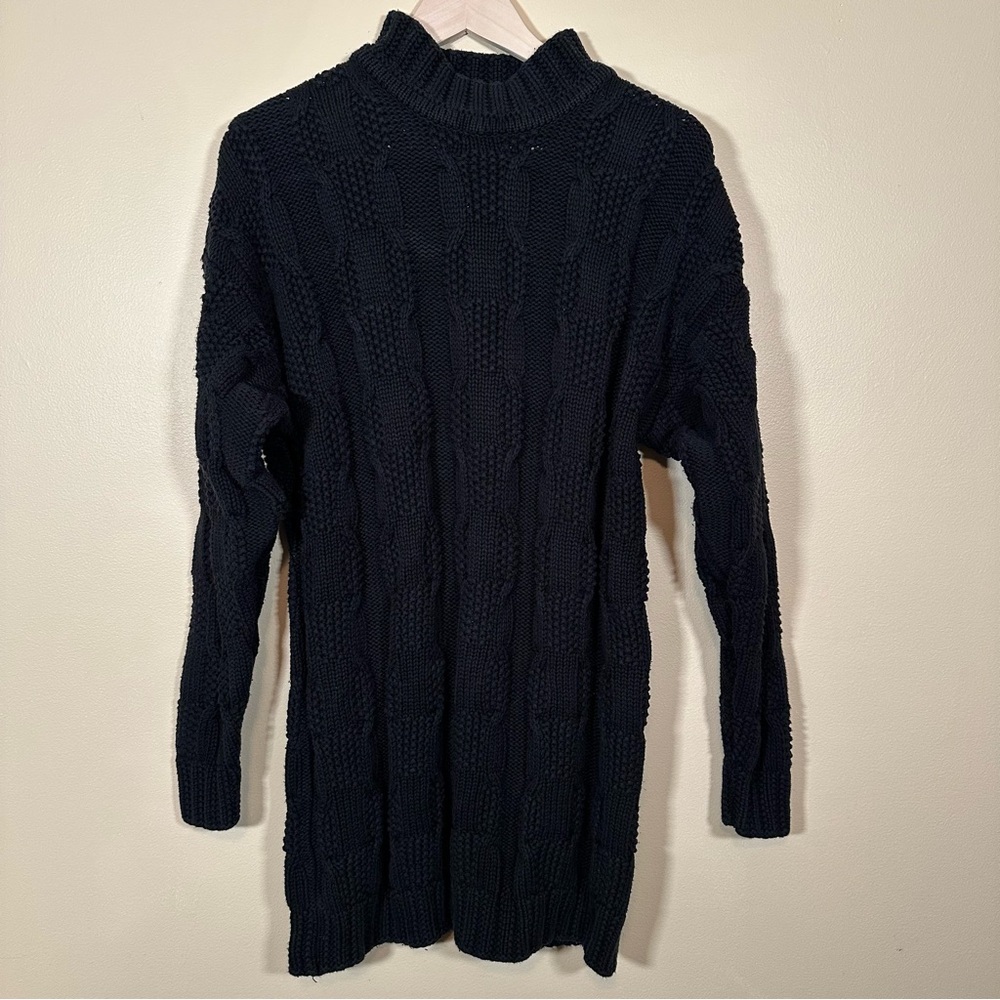 Vintage Abercrombie & Fitch Black Cable Knit Sweater Dress M/L Preppy Cozy 90s